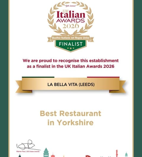 La Bella Vita (Leeds) — food dish portrait, February 2026