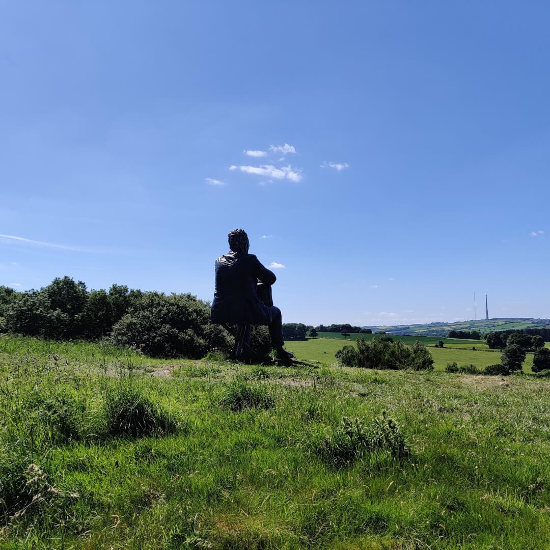 The back of Seated Figure overlooking Yorkshire Sculpture Park