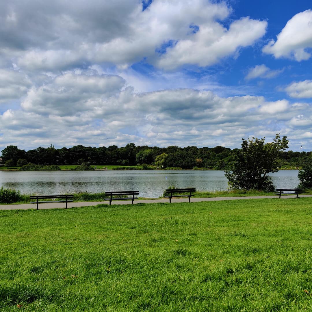 Yeadon Tarn Lake with Benchs