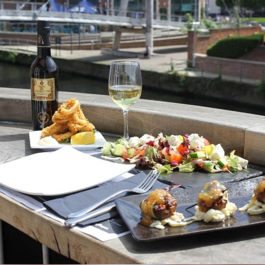 Ambiente Leeds Food Outside overlooking river