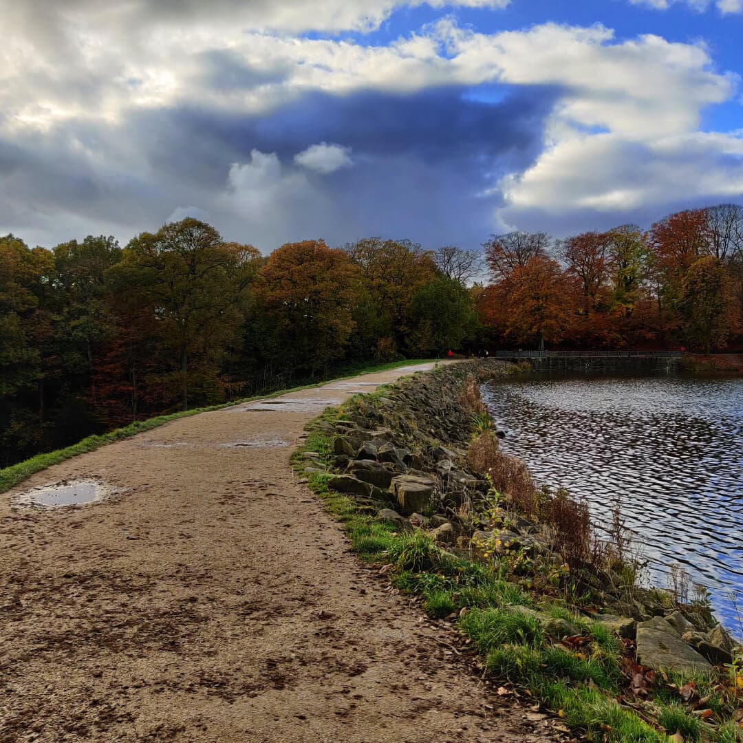Path on dam Roundhay Park