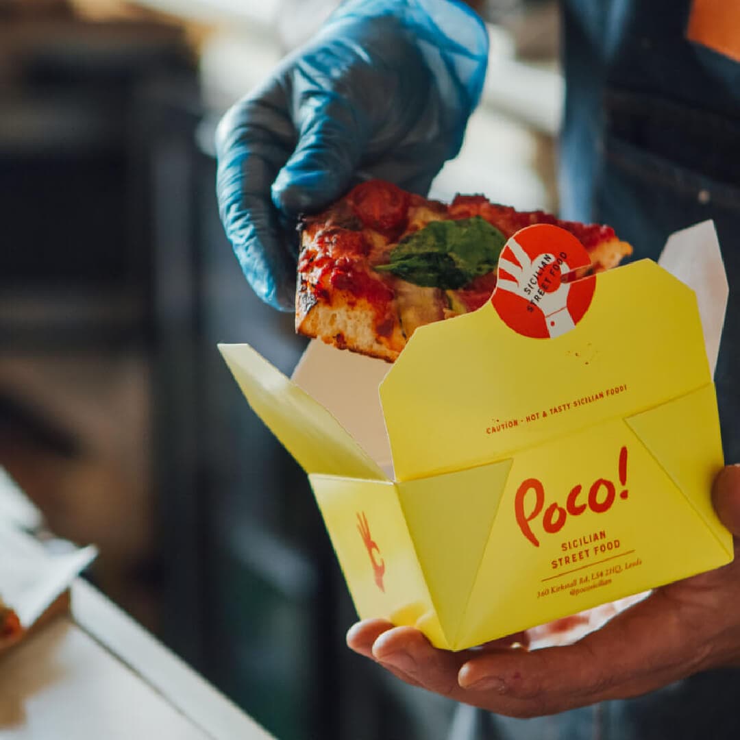 Poco Pizza in takeaway box