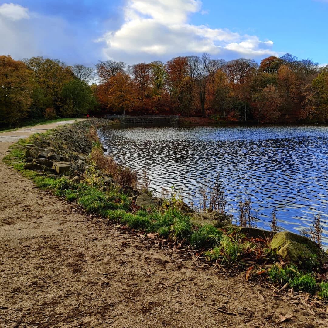 Path on dam Roundhay Park