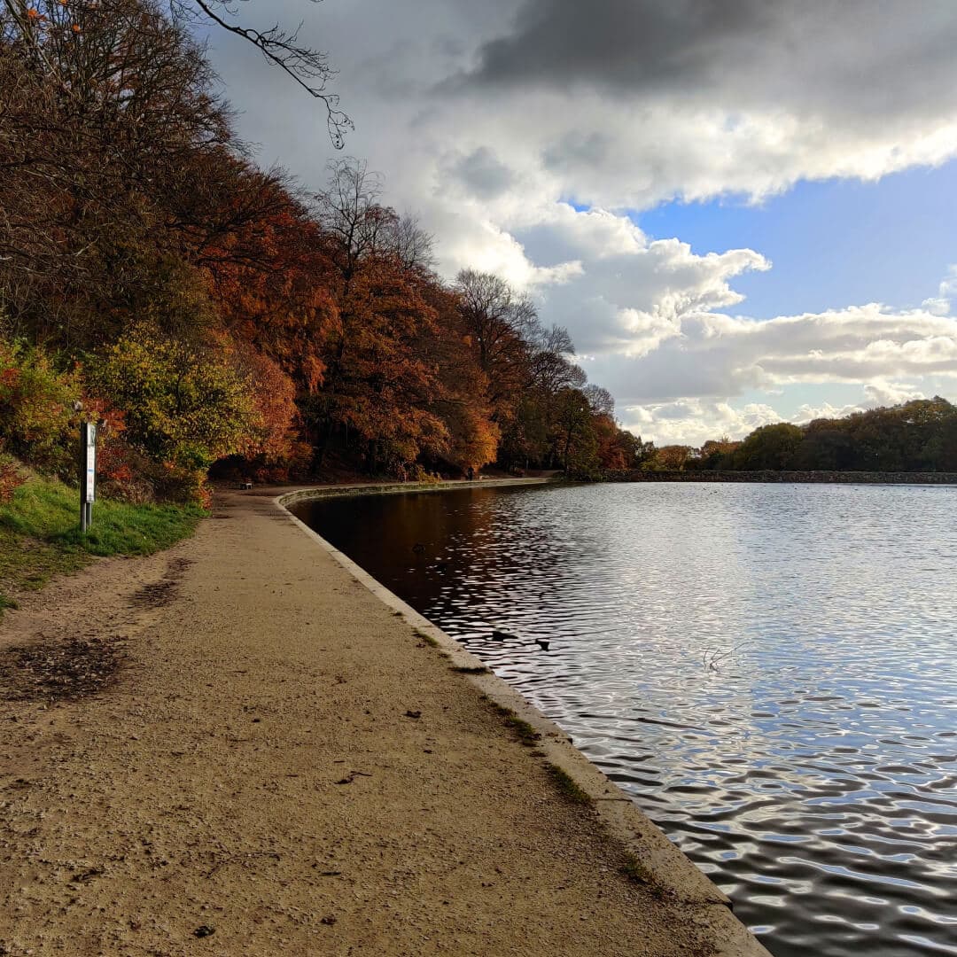 Path around Roundhay Park Lake in Autumn