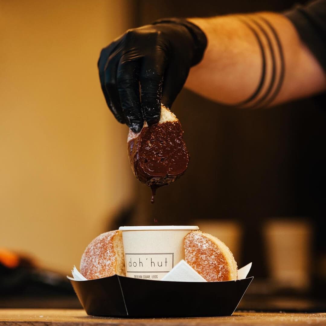 Doh'hut donut with hot chocolate