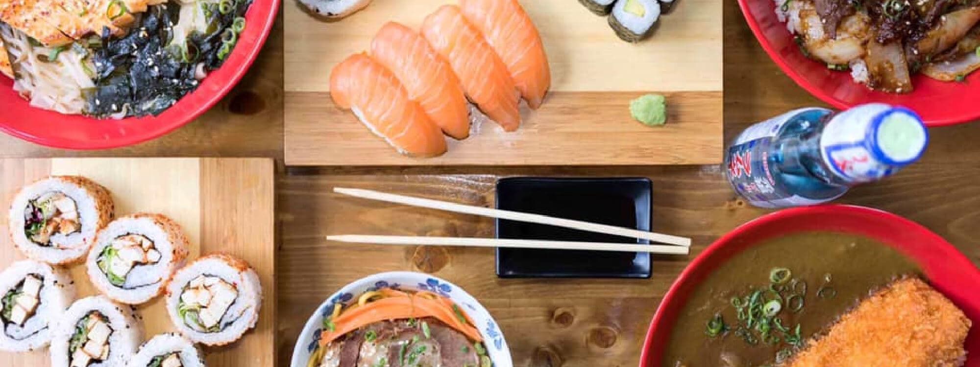 Senbon Sakura Cafe & Japanese Kitchen, with food on a wooden table