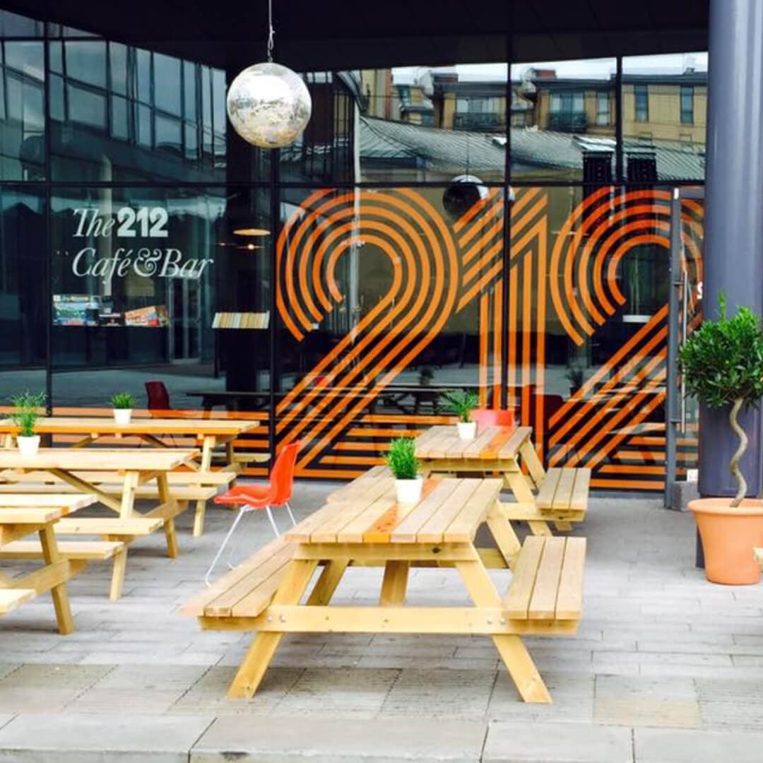 Outside tables at 212 Café & Bar Leeds