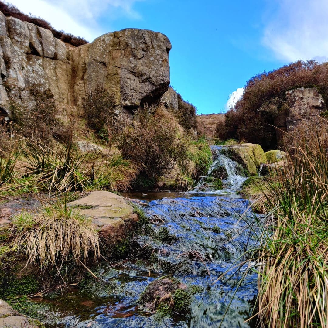 Ilkley Moor low shot of stream