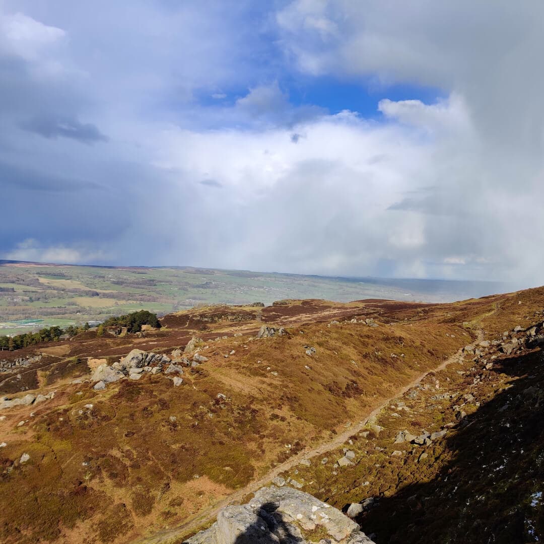 Ilkley Moor view over Ilkley and clouds