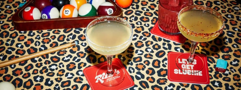 Ritas Beer Hall Leeds exterior with margaritas and pool tables