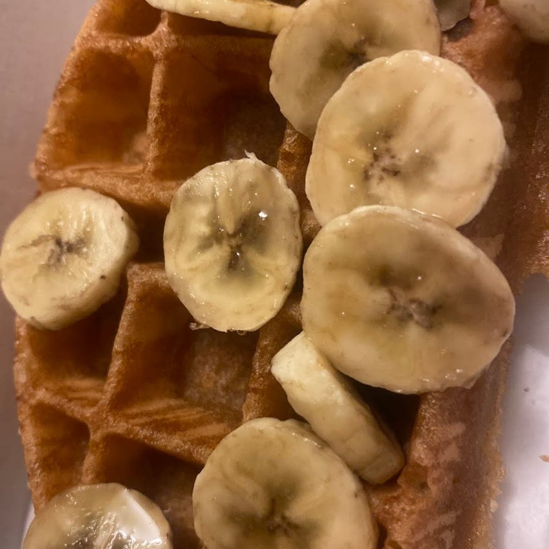 FiveStar burgers and shakes — waffle topped with banana slices