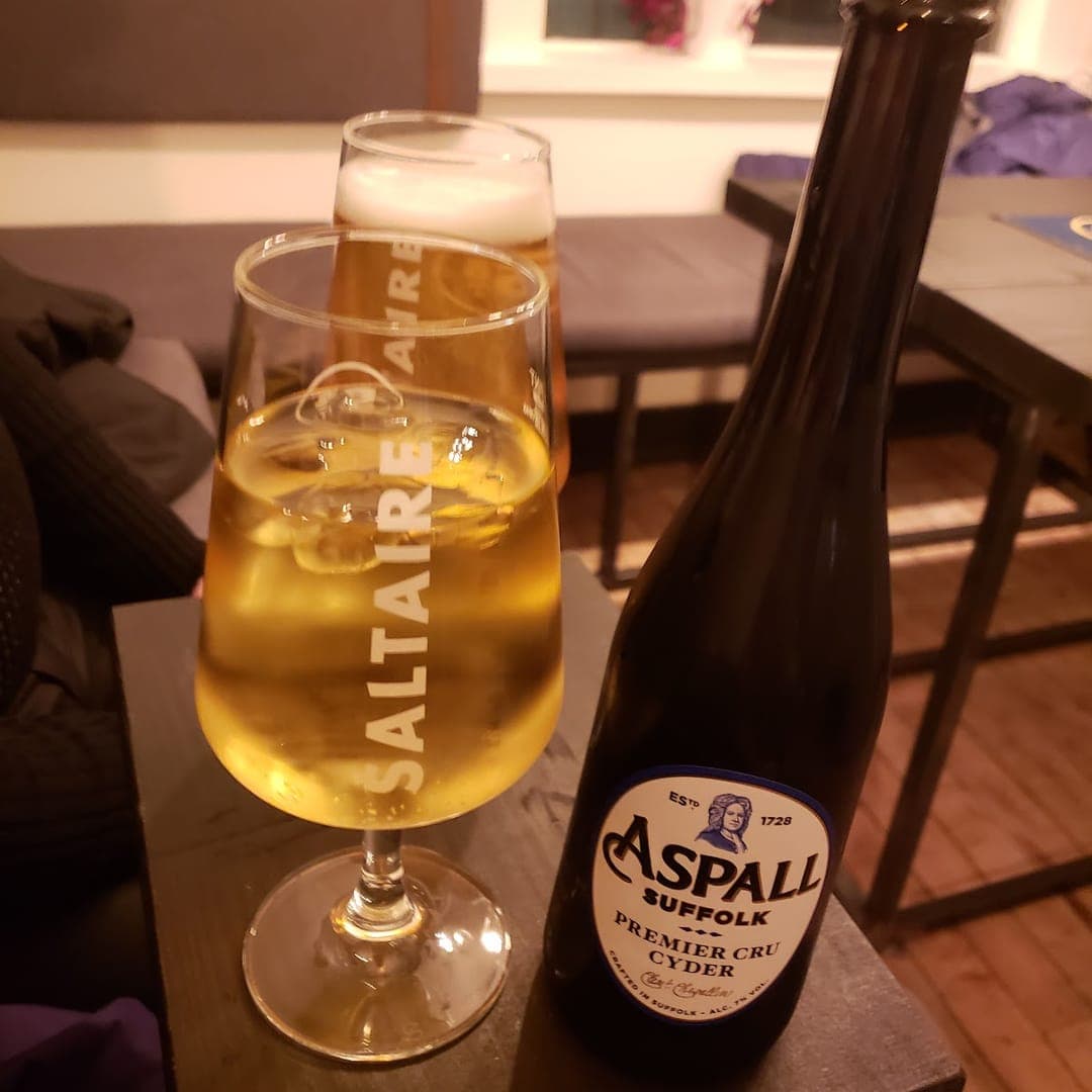 Aspall Premier Cru cider served in a Saltaire glass at Boot and Rally Meanwood