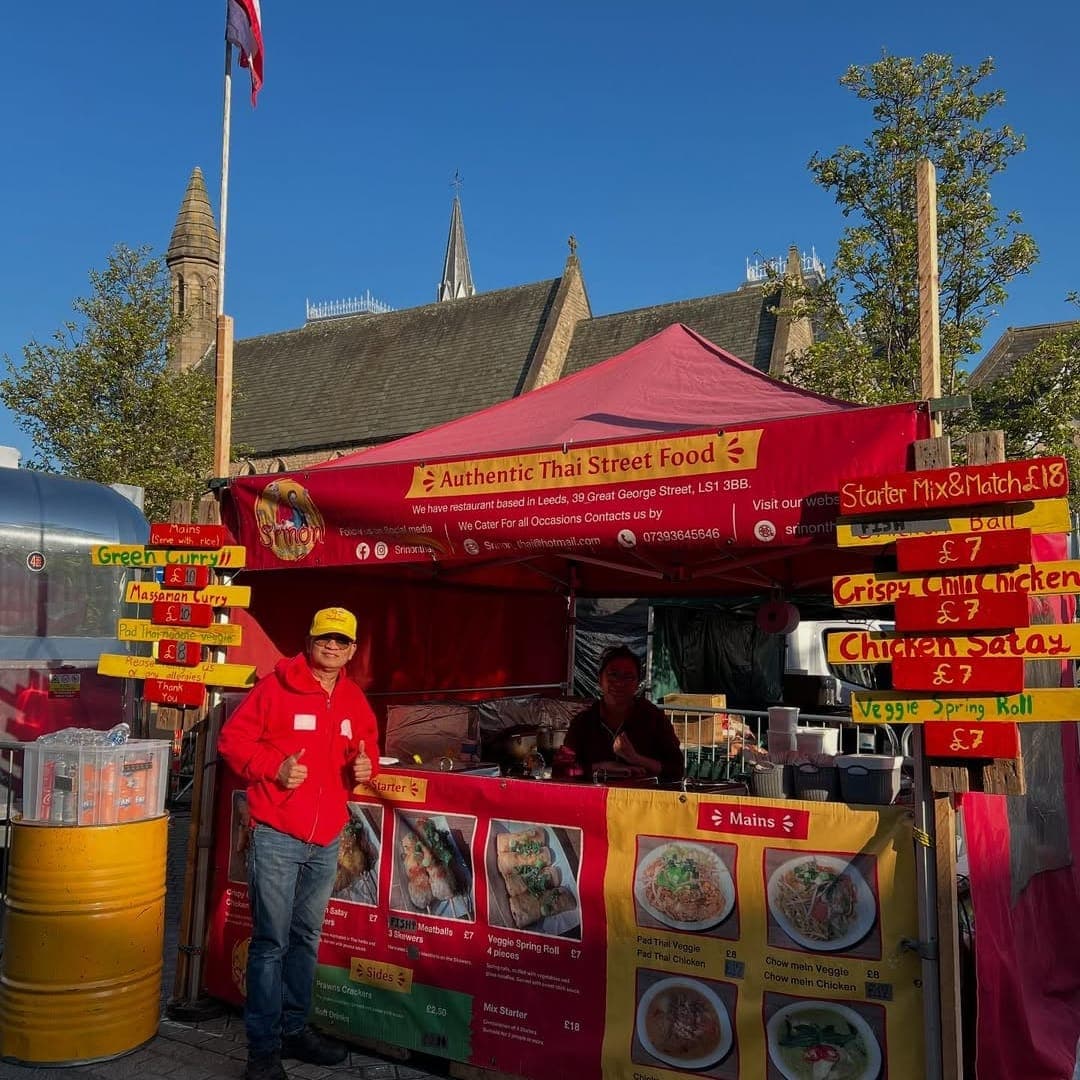 Sri Non Thai Street Food outdoor stall at Bishop Auckland Food Festival with the team serving