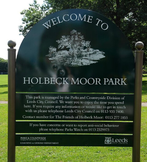 Holbeck Moor Park sign Holbeck Moor Park sign