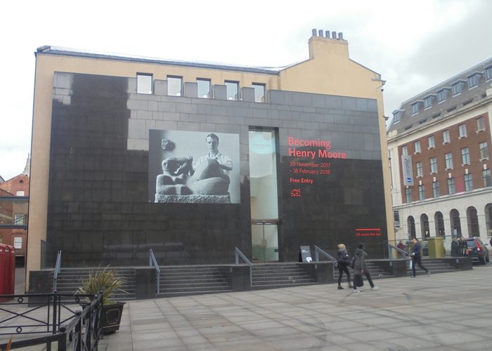 Black granite facade of the Henry Moore Institute on The Headrow in Leeds