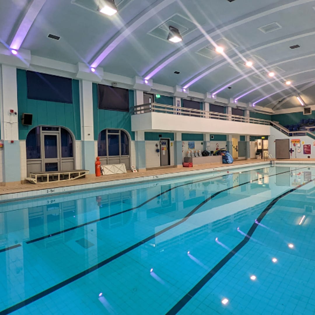 Pudsey Leisure Centre 25-metre pool with pool hoist.